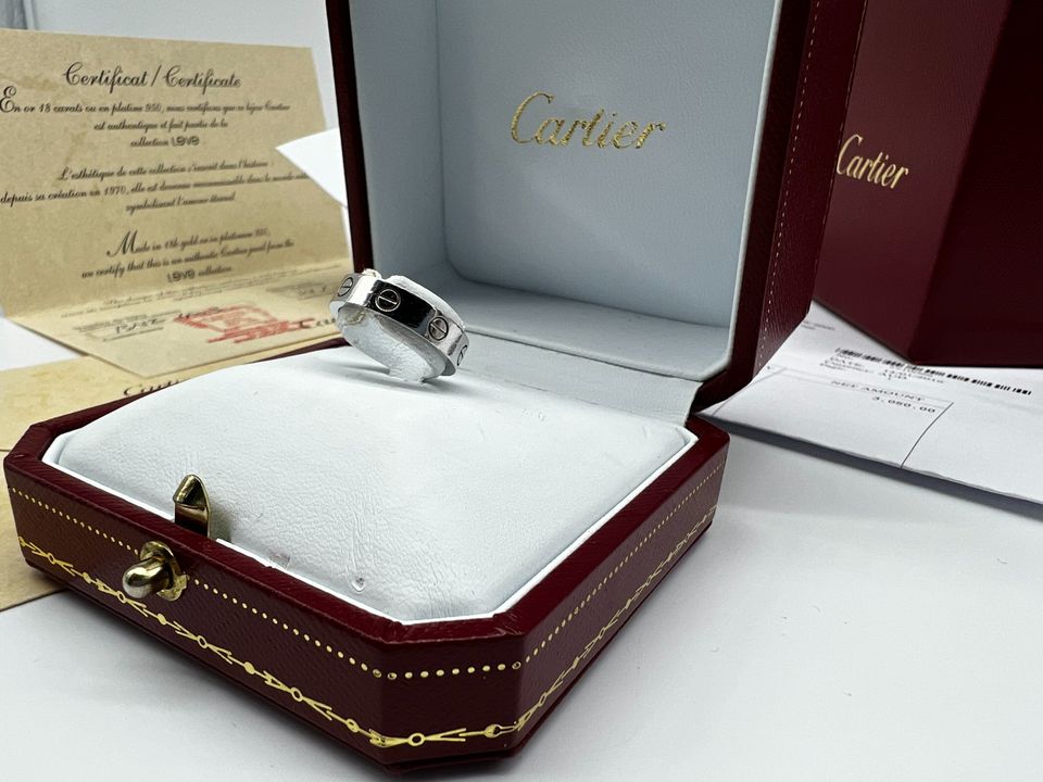 Cartier 18K White Gold Love Ring 1 Diamond with Certificate Ladies Wedding Band