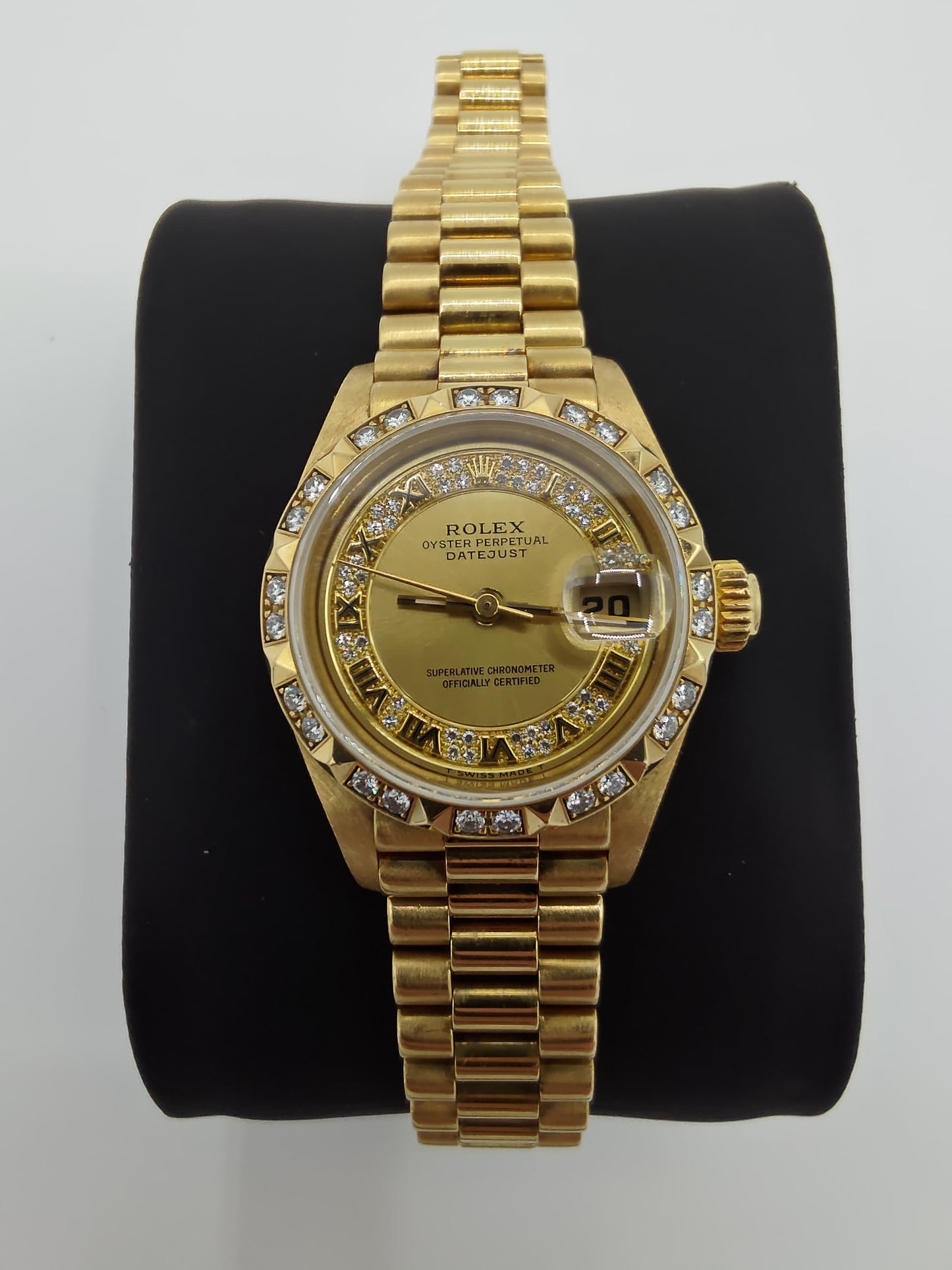 ROLEX DATEJUST LADIES WATCH GOLD DIAMONDS 69258 26mm 1994