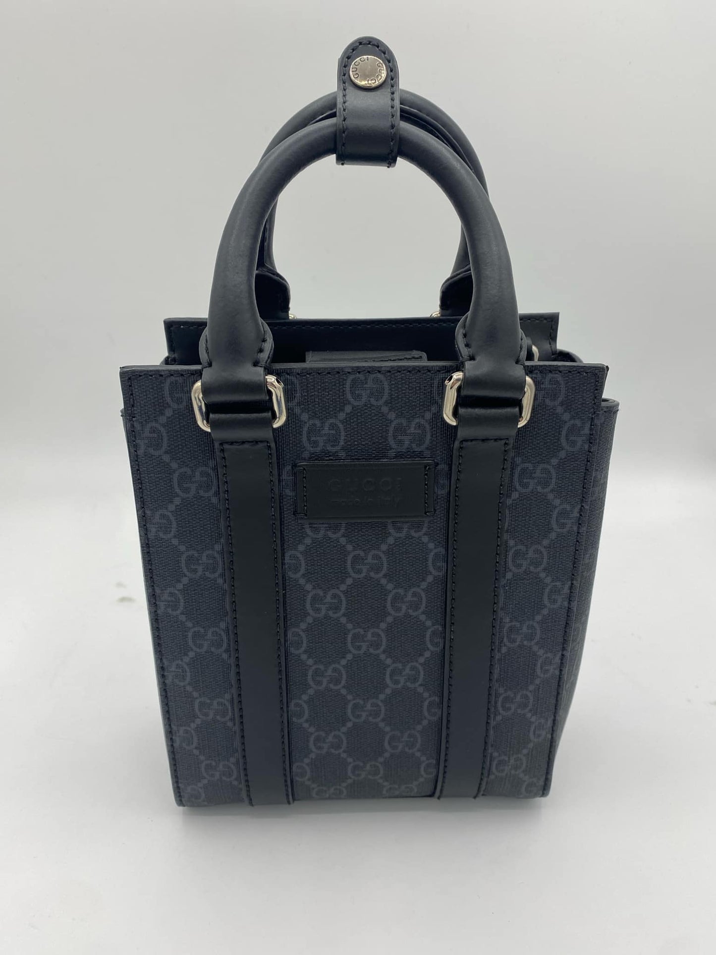 GUCCI BLACK GG SUPREME CANVAS TOTE BAG 'MINI'